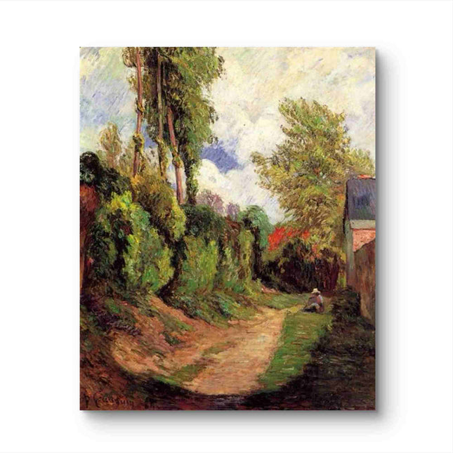 "Paul Gauguin's 'Tropical Village Path with Red Roofs' - Hand-Painted Oil Painting Reproduction"