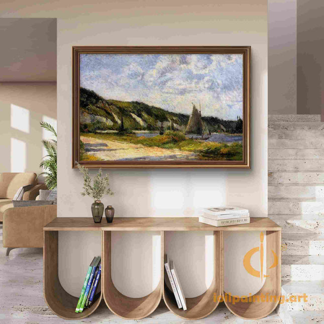 "Paul Gauguin's 'Sailboat on Serene River' - Hand-Painted Oil Painting Reproduction"
