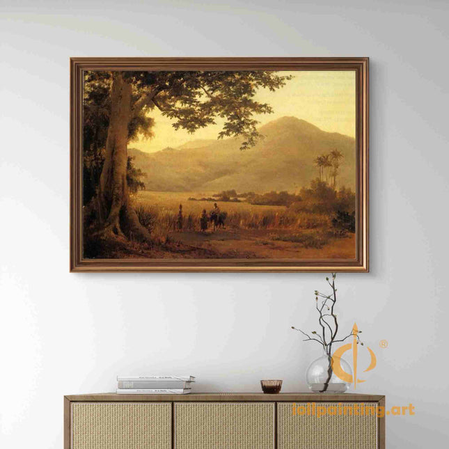 "Camille Pissarro's 'Serene Countryside Walk' - Hand-Painted Impressionist Oil Painting Reproduction"