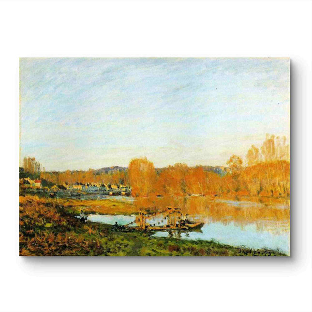 "Claude Monet's 'Autumn River Serenity' - Hand-Painted Impressionist Oil Painting Reproduction"