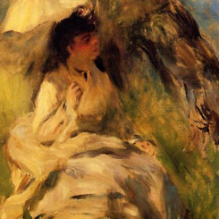 "Pierre-Auguste Renoir's 'Woman with Parasol' - Hand-Painted Impressionist Oil Painting Reproduction"