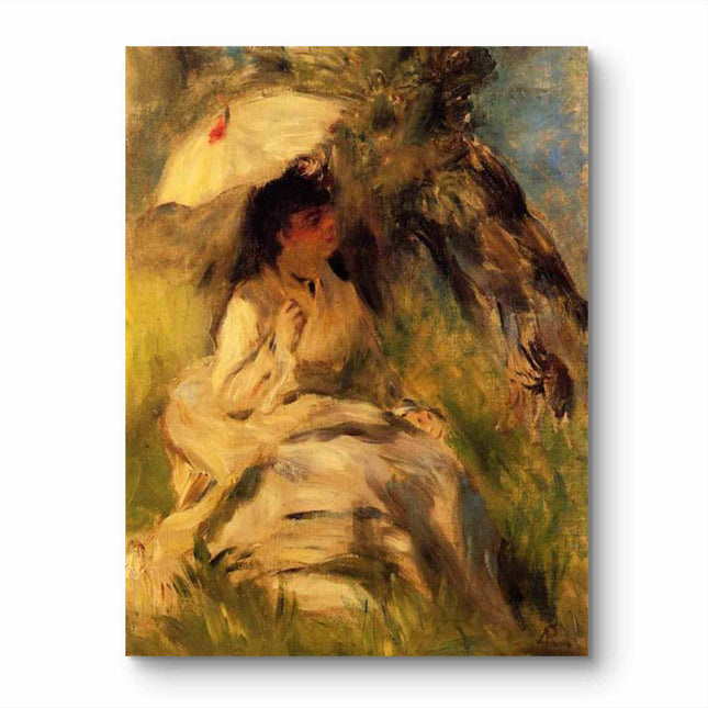 "Pierre-Auguste Renoir's 'Woman with Parasol' - Hand-Painted Impressionist Oil Painting Reproduction"