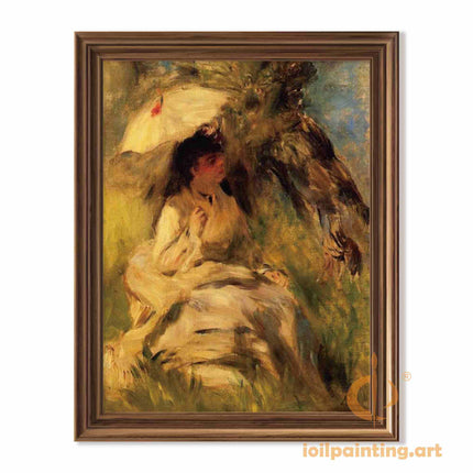 "Pierre-Auguste Renoir's 'Woman with Parasol' - Hand-Painted Impressionist Oil Painting Reproduction"