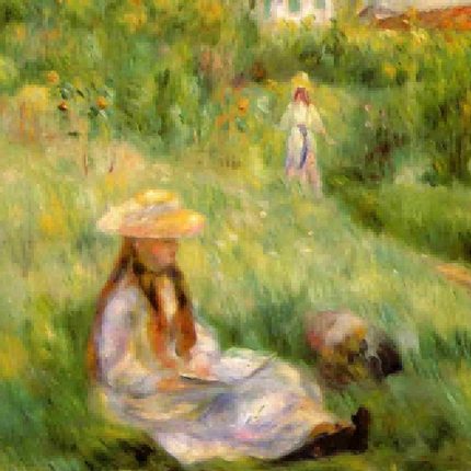 "Pierre-Auguste Renoir's 'Girl in Garden' - Hand-Painted Impressionist Oil Painting Reproduction"