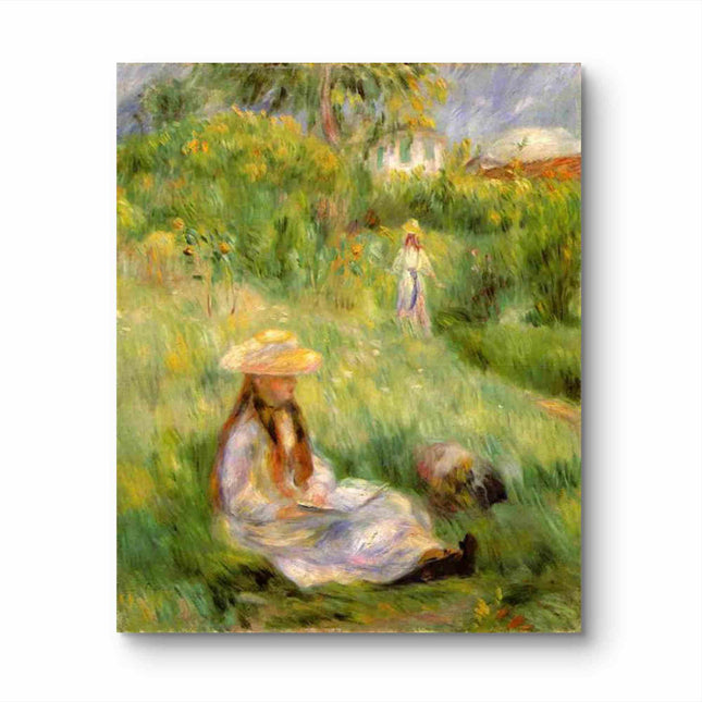 "Pierre-Auguste Renoir's 'Girl in Garden' - Hand-Painted Impressionist Oil Painting Reproduction"