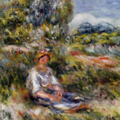 "Pierre-Auguste Renoir's 'Lady in Garden with Straw Hat' - Hand-Painted Impressionist Oil Painting Reproduction"