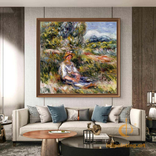 "Pierre-Auguste Renoir's 'Lady in Garden with Straw Hat' - Hand-Painted Impressionist Oil Painting Reproduction"
