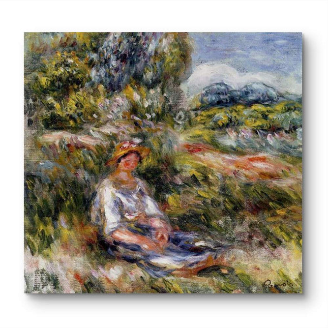 "Pierre-Auguste Renoir's 'Lady in Garden with Straw Hat' - Hand-Painted Impressionist Oil Painting Reproduction"