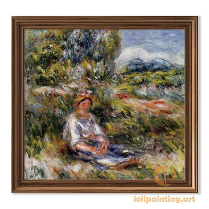 "Pierre-Auguste Renoir's 'Lady in Garden with Straw Hat' - Hand-Painted Impressionist Oil Painting Reproduction"