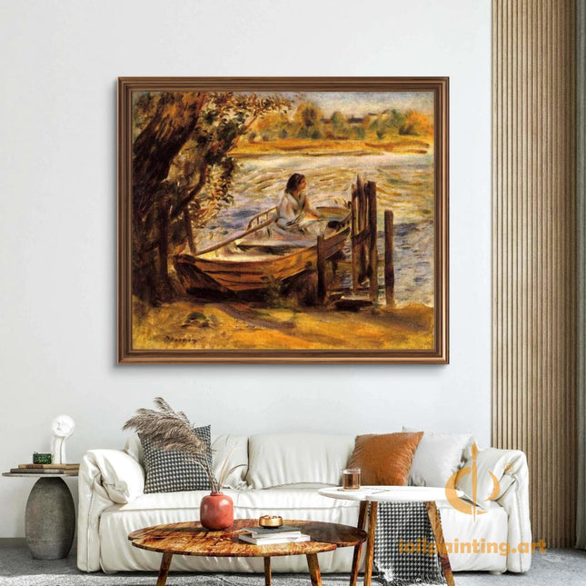 "Pierre-Auguste Renoir's 'Lady Boating' - Hand-Painted Impressionist Oil Painting Reproduction"