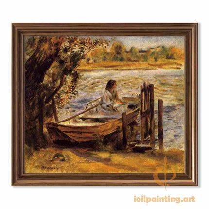 "Pierre-Auguste Renoir's 'Lady Boating' - Hand-Painted Impressionist Oil Painting Reproduction"
