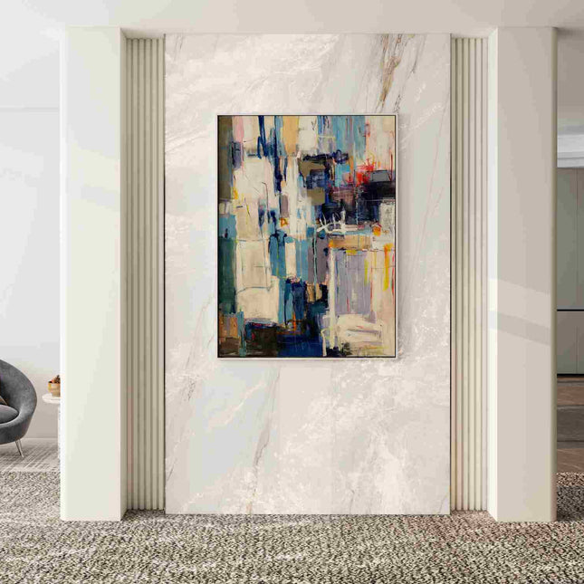 "Expressive Abstract Oil Painting - Bold Color Block Art - Modern Handmade Canvas for Contemporary Home & Office Decor"