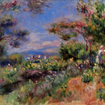 "Pierre-Auguste Renoir's 'Garden Path in Bloom' - Hand-Painted Impressionist Oil Painting Reproduction"