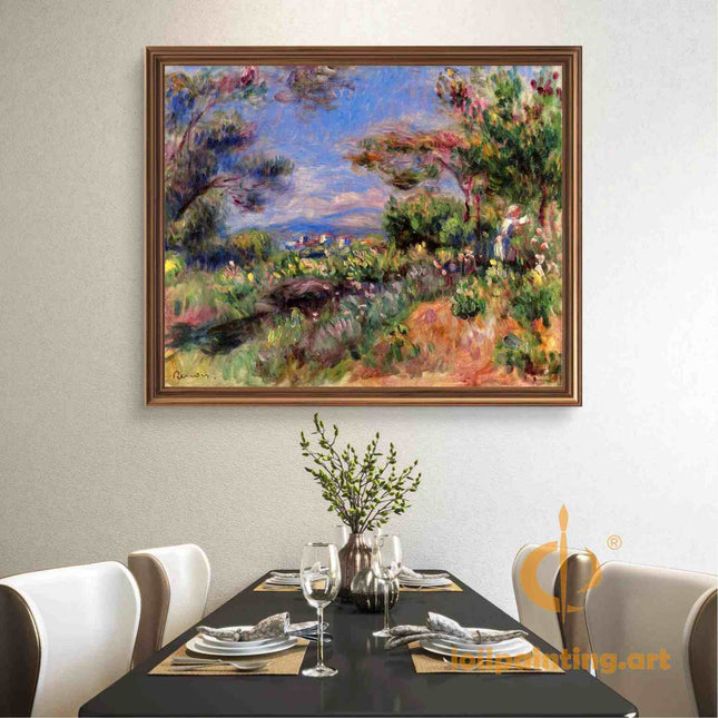 "Pierre-Auguste Renoir's 'Garden Path in Bloom' - Hand-Painted Impressionist Oil Painting Reproduction"