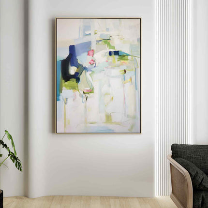 "Modern Abstract Oil Painting - Vibrant Blue & Green Contemporary Art - Handmade Canvas Wall Decor for Living Room & Office"