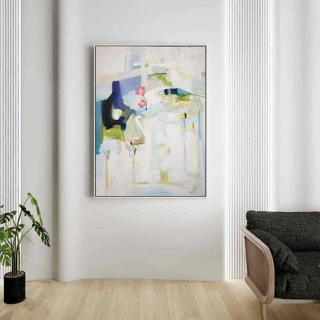 "Modern Abstract Oil Painting - Vibrant Blue & Green Contemporary Art - Handmade Canvas Wall Decor for Living Room & Office"
