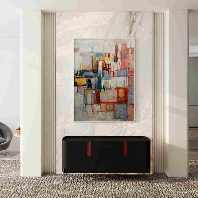"Modern Abstract Oil Painting - Bold Color Block Art - Handmade Contemporary Wall Decor for Living Room & Office"