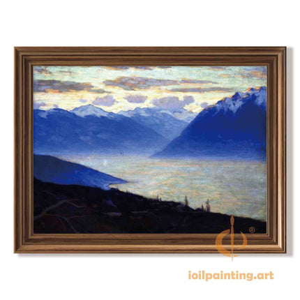 "Serene Mountain Lake - Premium Hand-Painted Landscape Oil Reproduction on Canvas"