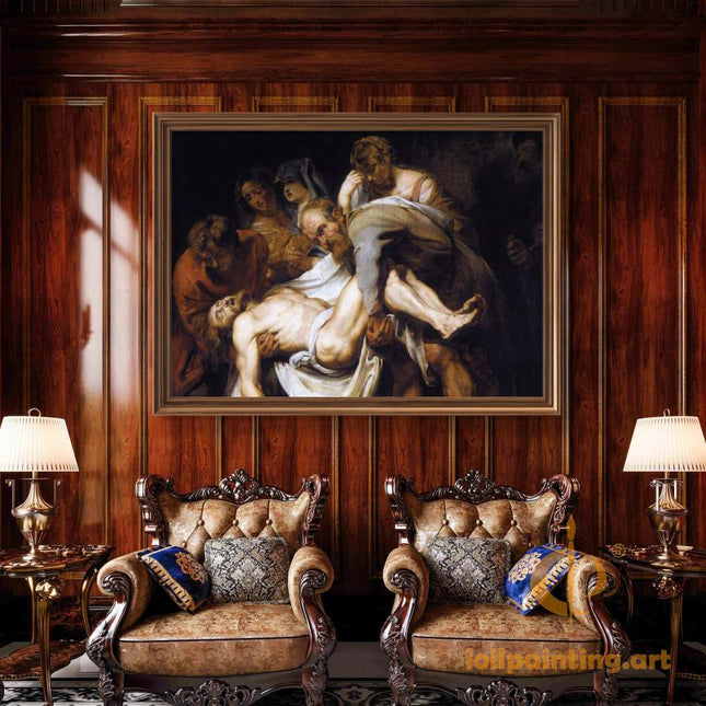 "Caravaggio's 'The Entombment of Christ' - Hand-Painted Baroque Oil Painting Reproduction"