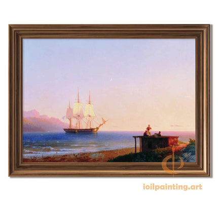 "Ivan Aivazovsky's 'Tranquil Voyage at Sunset' - Hand-Painted Oil Painting Reproduction"