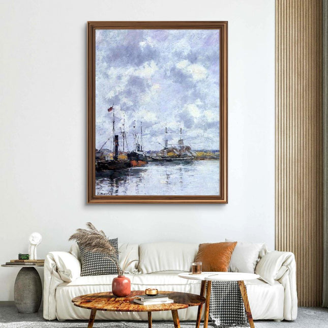 "Eugène Boudin's 'Tranquil Harbor at Dusk' - Hand-Painted Oil Painting Reproduction"