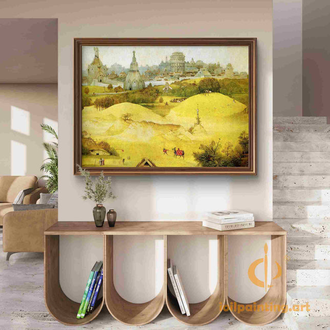 "Hieronymus Bosch's 'Enchanted Landscape with Fantastical City' - Hand-Painted Oil Painting Reproduction"