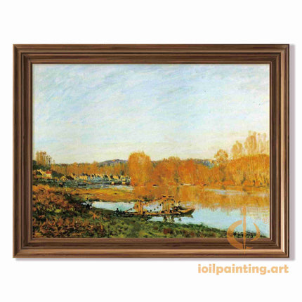 "Claude Monet's 'Autumn River Serenity' - Hand-Painted Impressionist Oil Painting Reproduction"