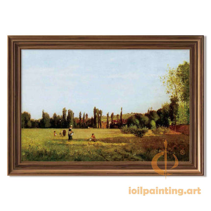 "Camille Pissarro's 'Countryside Harmony' - Hand-Painted Impressionist Oil Painting Reproduction"