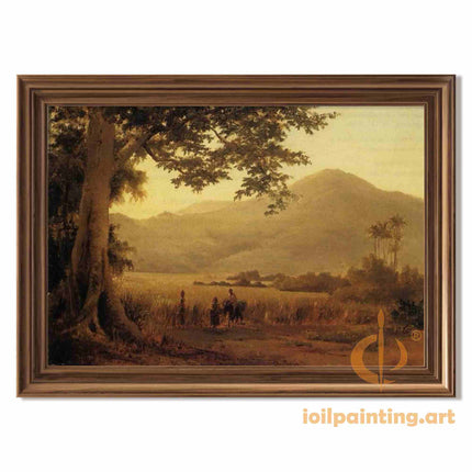 "Camille Pissarro's 'Serene Countryside Walk' - Hand-Painted Impressionist Oil Painting Reproduction"