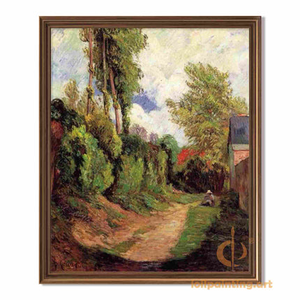 "Paul Gauguin's 'Tropical Village Path with Red Roofs' - Hand-Painted Oil Painting Reproduction"