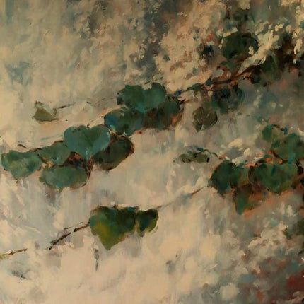 "Serene Green Leaf Abstract Oil Painting - Nature-Inspired Wall Art for Modern Homes | Handmade Canvas Decor"