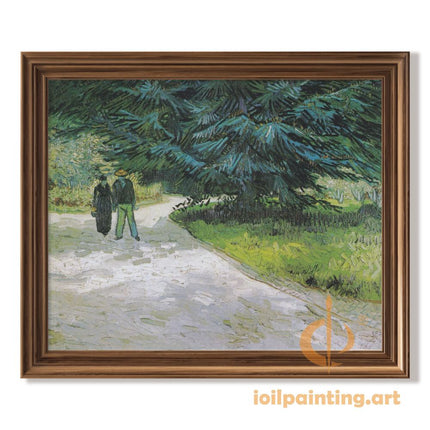 "Vincent van Gogh's 'Couple Strolling Through Pine Woods' - Premium Hand-Painted Oil Reproduction on Canvas"