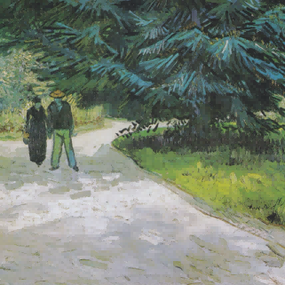 "Vincent van Gogh's 'Couple Strolling Through Pine Woods' - Premium Hand-Painted Oil Reproduction on Canvas"