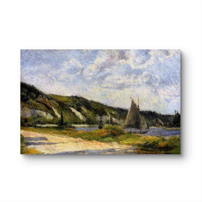 "Paul Gauguin's 'Sailboat on Serene River' - Hand-Painted Oil Painting Reproduction"