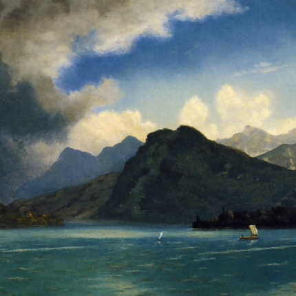 "Albert Bierstadt's 'Mountain Lake Serenity' - Hand-Painted Landscape Oil Painting Reproduction"