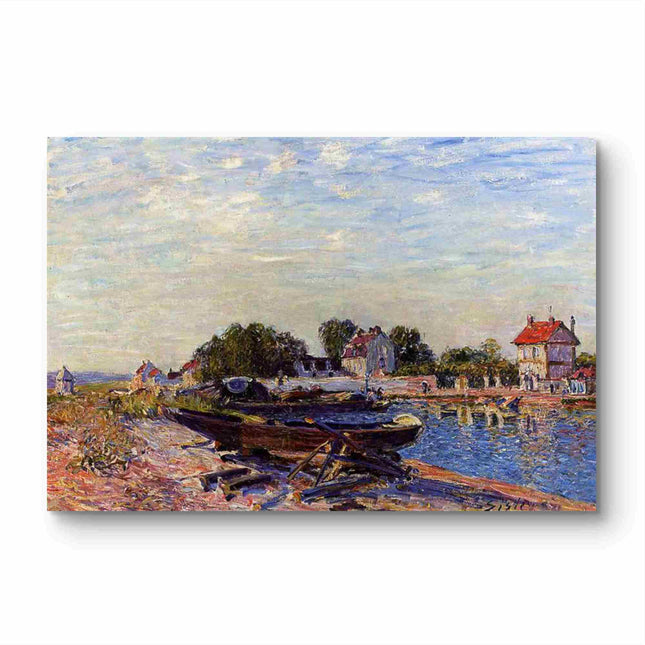 "Alfred Sisley's 'Banks of the Seine at Port-Marly' - Hand-Painted Impressionist Oil Painting Reproduction"
