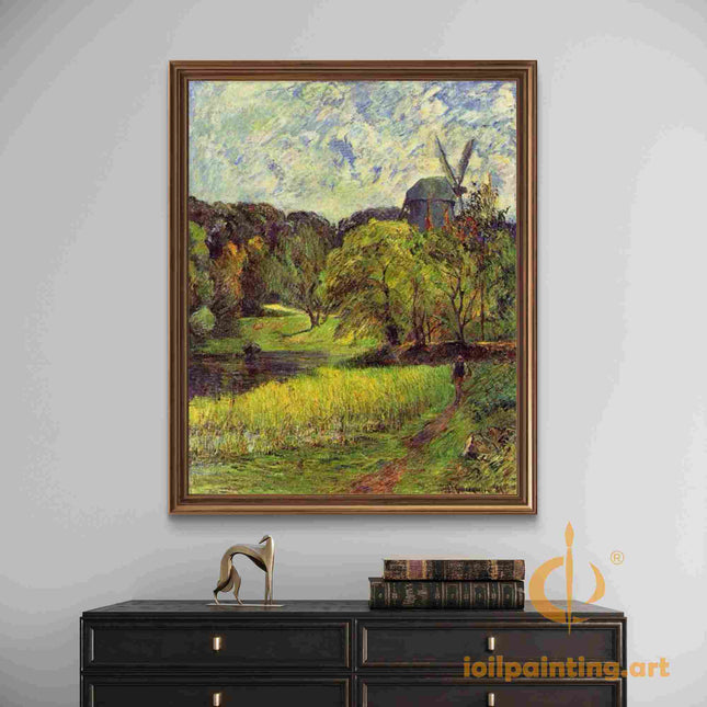 "Paul Gauguin's 'Country Lane with Windmill' - Hand-Painted Oil Painting Reproduction"