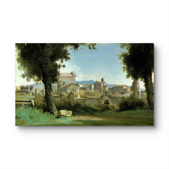 "Camille Corot's 'Village Through the Trees' - Hand-Painted Oil Painting Reproduction"