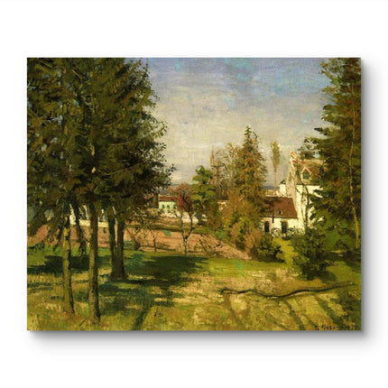 "Camille Pissarro's 'Tranquil Village Landscape' - Hand-Painted Oil Painting Reproduction"