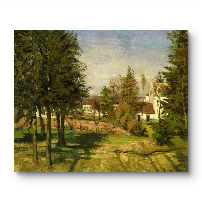 "Camille Pissarro's 'Tranquil Village Landscape' - Hand-Painted Oil Painting Reproduction"