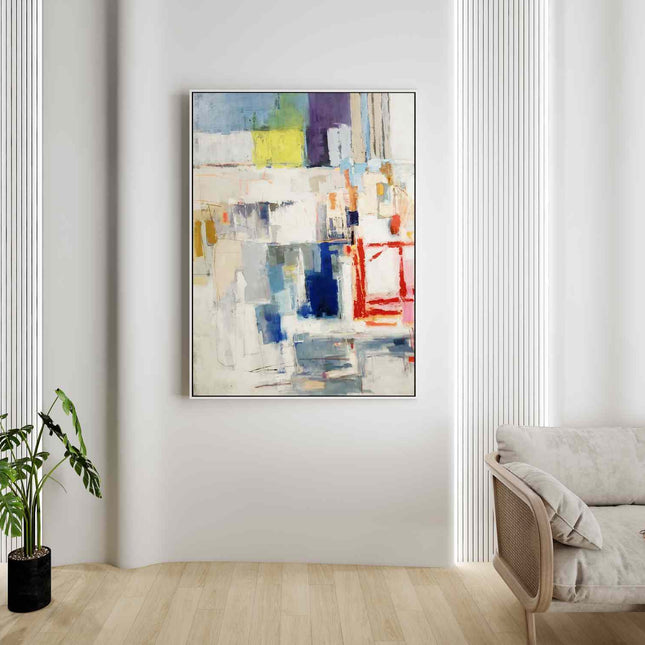 "Expressive Abstract Oil Painting - Bold Color Splash - Handmade Contemporary Wall Art for Modern Living Spaces"