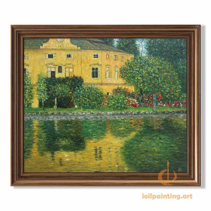 "Claude Monet Inspired 'Golden Manor by the Water' - Premium Hand-Painted Oil Reproduction on Canvas"