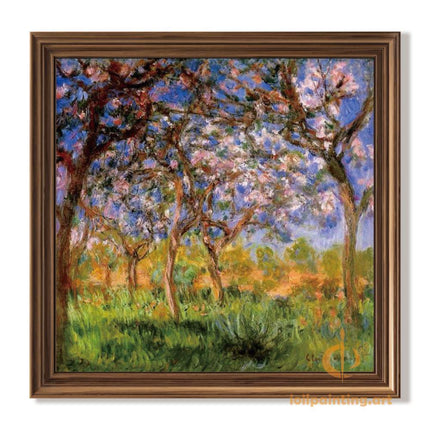 "Claude Monet's 'Blooming Orchard in Springtime' - Premium Hand-Painted Oil Reproduction on Canvas"