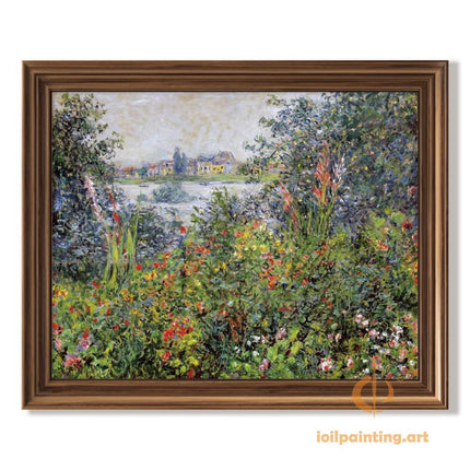 "Claude Monet's 'Garden at Giverny' - Premium Hand-Painted Oil Reproduction on Canvas"