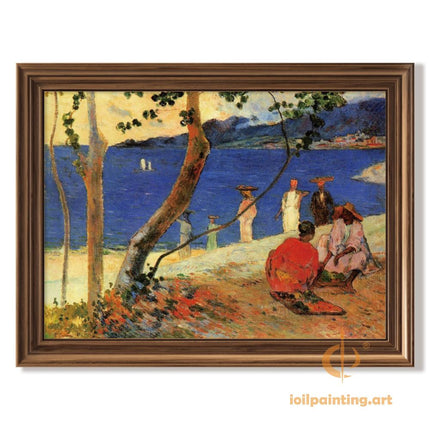 "Paul Gauguin's 'Tropical Seascape with Figures' - Premium Hand-Painted Oil Reproduction on Canvas"