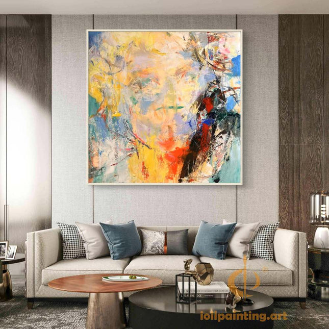 "Abstract Portrait in Warm Hues - Premium Hand-Painted Oil Reproduction on Canvas"