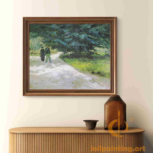 "Vincent van Gogh's 'Couple Strolling Through Pine Woods' - Premium Hand-Painted Oil Reproduction on Canvas"