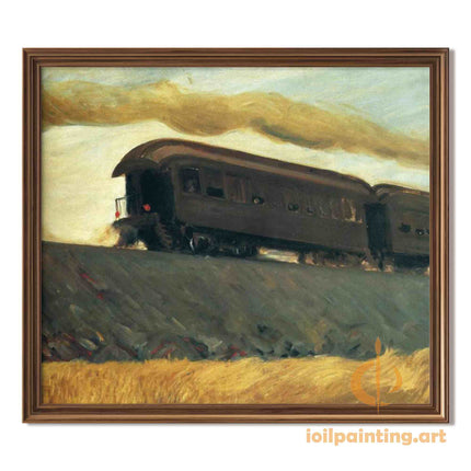 "Edward Hopper's 'Lonely Train Crossing the Countryside' - Hand-Painted Oil Painting Reproduction"