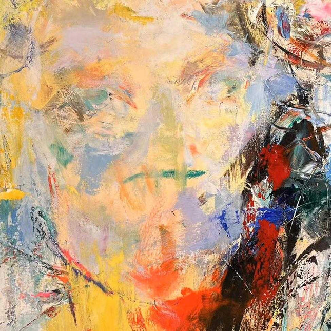 "Abstract Portrait in Warm Hues - Premium Hand-Painted Oil Reproduction on Canvas"