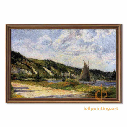 "Paul Gauguin's 'Sailboat on Serene River' - Hand-Painted Oil Painting Reproduction"